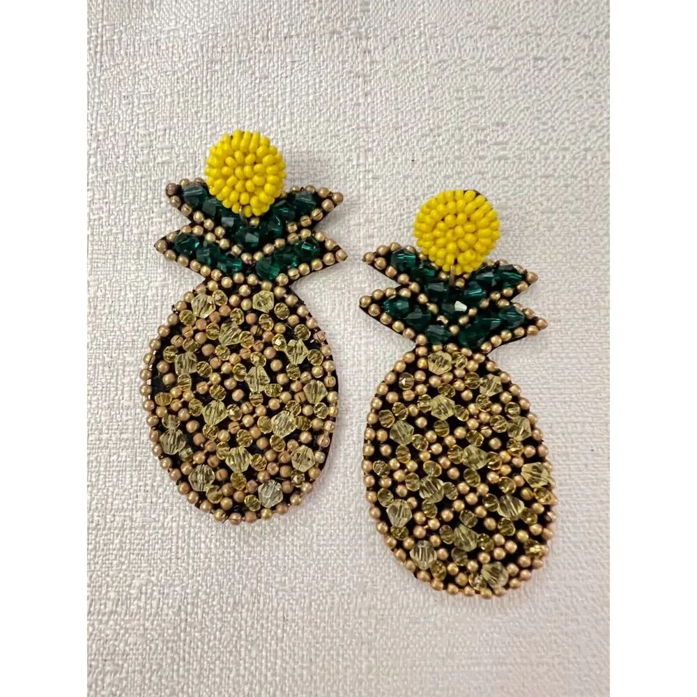 Pineapple Earrings Beaded Tropical‎ Beach Stylish Boho Stud Earring
